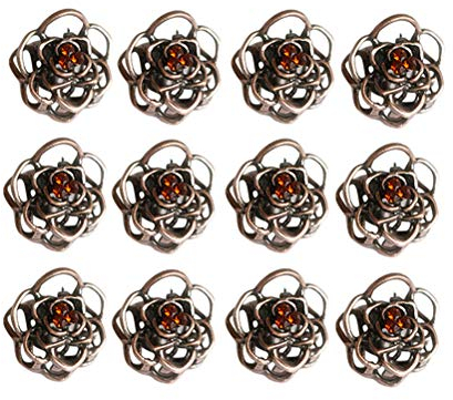 12pcs Mini-Rosenblumen-Haarklammern, Kleine Metall-Haarklammern, Vintage-Blumen-Design für Frauen und Mädchen