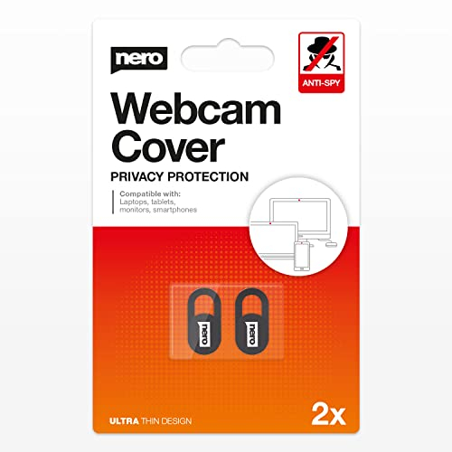 Nero Webcam Cover [Retail Pack], Black Cover Super Thin for Mobile Phone, Smartphone, Tablet, Notebook, Laptop, PC, Computer, MAC (2 Pack)