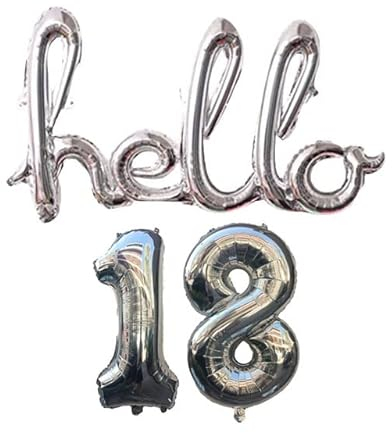 DIWULI Hello 18 Luftballon Silber - Zahl 18 Geburtstag Deko