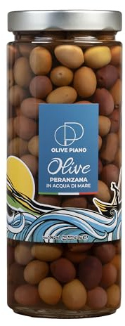 Agricola Piano - Peranzana-Oliven in Meereswasser 1062 ml | Mehrfach ausgezeichnet - Oliven in Salzlake - Authentische apulische Produkte - Ideal für Vorspeisen, Aperitifs, Salate, Pizza