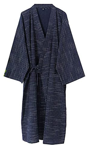 un-brand Kimono Giapponese da Uomo in Cotone a Doppia Garza Vestaglia Plus Size Abbigliamento Zen Abbigliamento taoista (Taglia XL, B1)