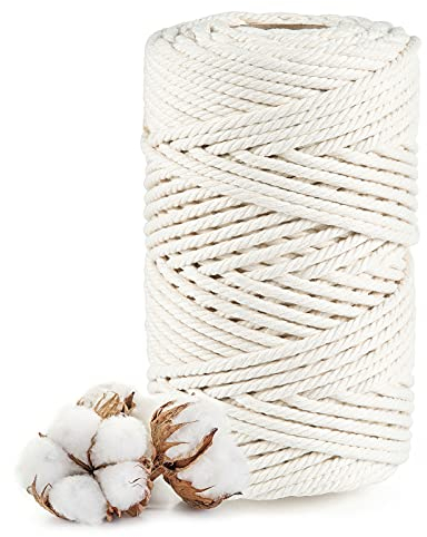Makramee Garn 5mm Beige, Diealles Shine 100m Magramegarn Baumwollschnur, Macrame Cord für DIY Handwerk, Baumwollgarn Kordel für Wandbehang Pflanze Aufhänger Dreamcatcher Boho Deko