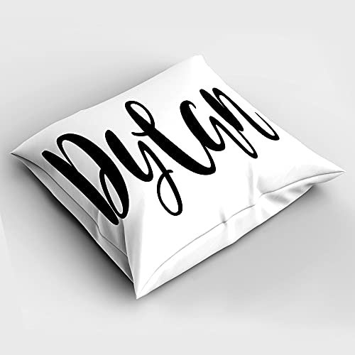 ABAKUHAUS Dylan Schlafkissenbezug, Schrift-Design, Dekorativer Weicher Mikrofaser-Kissenbezug Bedruckt, 80 cm x 80 cm, Schwarz und weiß