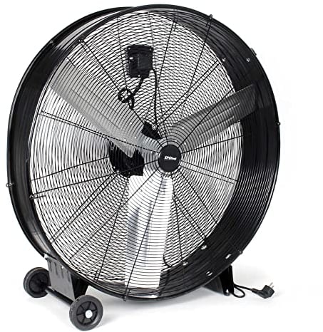 WilTec Ventilador de tambor industrial 90 cm 360 W ventilador de suelo portátil 3 velocidades