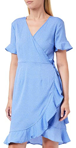 ONLY Onlolivia S/S Wrap Dress WVN Noos Robe, Bonnet Bleu, 36 Femmes