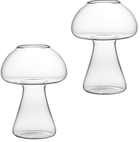 Healeved 2pcs Creative Mushroom Shaped Cocktail Glasses Drinking Cups for Bars Parties and Home Use Thicken Bottom for Stability Smooth