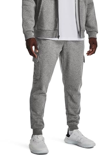 Under Armour Homme UA Rival Fleece Cargo Jogger Pantalon De Survêtement, Castlerock Chiné Clair/Blanc, XS EU