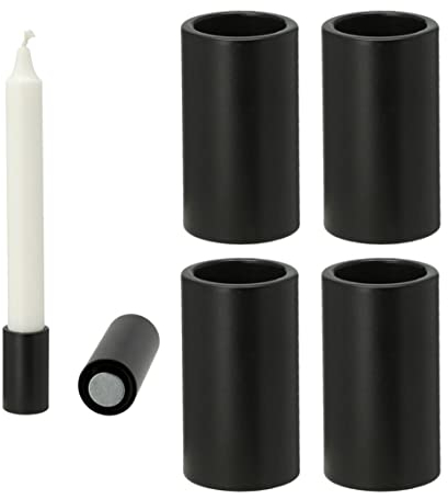 Novaliv 4X Kerzenständer magnetisch 2,8x7,5cm SCHWARZ Kerzenpick Wohnzimmerdekoration Kerzenhalter Stabkerzen Magnet Tafelkerzen weihnachtliche Tischdekoration Adventskranz Candle Holder