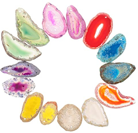 Vaguelly 14 Stück Poröse Achatscheiben Zierlicher Schmuck Halsband Zierliche Halskette Eine Armatur Ohrringe DIY-Ornamente DIY Schmuck Achat Lieferungen Rauer Stein Natürlicher Achat