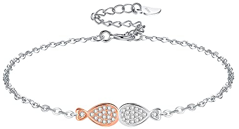VANSZA Silber Armband Damenarmbänder 925 Sterling Silber Fisch verstellbare elegante Armbänder Geschenk für Mädchen