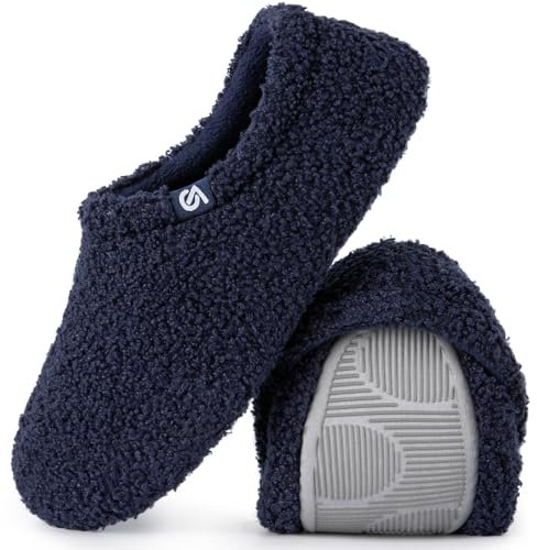 VeraCosy Damen Memory Foam Plüsch Hausschuhe Antirutsch Pantoffeln Mit Polarvlies-Futter, 39.5 EU Marineblau