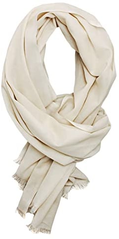 Bovari Schal Damen aus 100% gekämmter Bio-Baumwolle - leicht, atmungsaktiv, dünn - Sommerschal in XL-Größe 180x70 cm (hell-beige/birch)
