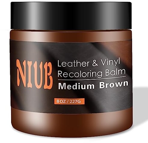 NIUB Leather Recoloring Balm, 8.5Oz Medium Brown Leather Color Restorer, Leather Scratch Remover, Leather Restorer for Couches,Furniture,Leather Shoes, Leather Couch Paint, Quick Dry Leather Balm