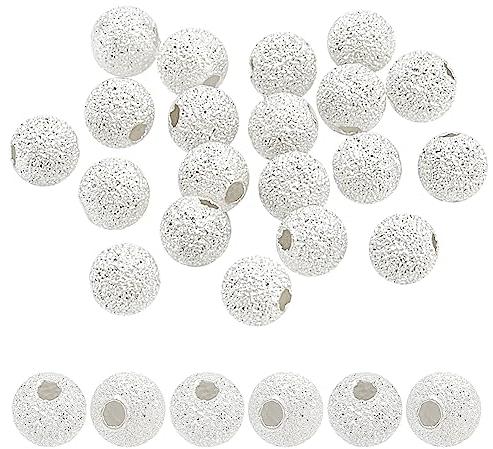 PH PandaHall Cuentas espaciadoras estrelladas texturizadas de plata de ley 925, 20 unidades, 4 mm, cuentas estrelladas brillantes, plata pintada en aerosol, agujero de 1,2 mm, para hacer joyas de