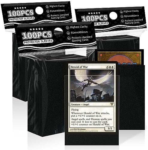 Schwarze Kartenhüllen für MTG, 300 Packung Perfect Fit Standard Kartenhüllen für Trading Cards Sportkarten Baseballkarten TCG, stabil und schön mischbar