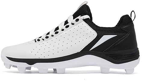 Herren Damen Baseball-Softball-Schuhe, leicht, atmungsaktiv, for Schnüren, bequem, Outdoor-Trainer, professionelle rutschfeste Baseball-Stollen, Herren-Turf-Schuhe (Color : White Black, Size : 40 EU