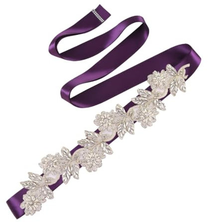 Cintura da sposa da donna con strass cintura gioiello per abito formale cintura da sposa in cristallo, Nastro viola., Taglia unica