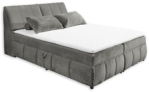 VALENCIA 5 Boxbett 180x200 in Graphit - Bequemes Doppelbett mit Bettkasten & Kaltschaum Topper - 183 x 105 x 240 cm (B/H/T)