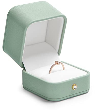 Papten Ringbox Hochzeit Schmuckaufbewahrung, Ring Box Ringschachtel Schmuckkästchen für Verlobung Heiratsantrag Valentinstag (Grün)