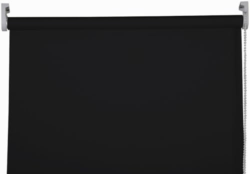 Apex Furnishings Black Blackout roller blinds for windows, Thermal Insulated UV Protection Child Safety Trimmable Easy Fit Home office Window Blinds W 60cm x L 165cm
