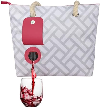 lembrd Wine Tote With Drink Dispenser | Portable Wine Tote Bag | Wine Dispensing Handbags | Wine Purse | Tote Shoulder Bag For Beach, Travel, Picnic, Camping, For Wine Lovers