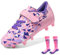 DREAM PAIRS Zapatos de fútbol para niños y niñas SDSO2307K, Rosa/morado/calcetín, 2 Little Kid