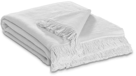 Como Kuscheldecke Hell-Grau XXL 150 x 200 cm Baumwollmischung weiche & warme Kuschel-Decke mit Fransen für Couch & Sofa, waschbar, Öko-Tex Standard 100, 1,4kg, 400g/m²