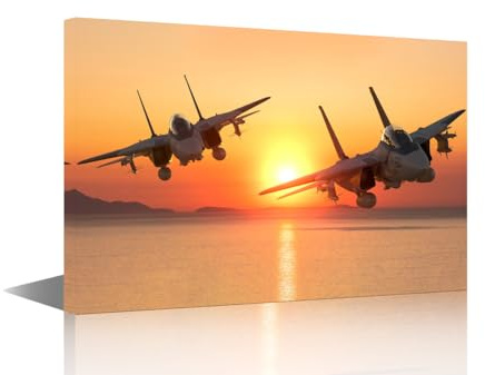 TUMOVO Grumman F-14 Tomcat Fighter Jet Leinwandbild, Flugzeuggemälde auf Leinwand, modernes Kunstwerk für Wohnzimmer, Schlafzimmer, Wanddekoration, Giclée-gerahmt, fertig zum Aufhängen, 91,4 x 61 cm