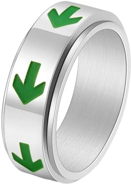 Stfery Edelstahlringe Männer, 8mm Silber Ring Glow In The Dark Arrow Spinner Hochzeitsring Herren