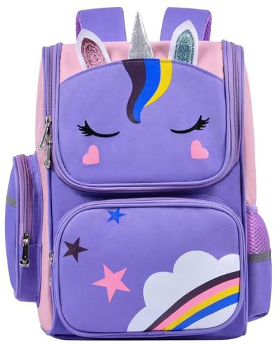 Aucuu Rucksack für Mädchen, Schulrucksack Mädchen, Rucksack Kinder, Große Kapazität Kinderrucksack, Leichter Schulrucksack Kinder für Outdoor, Schule, Reisen