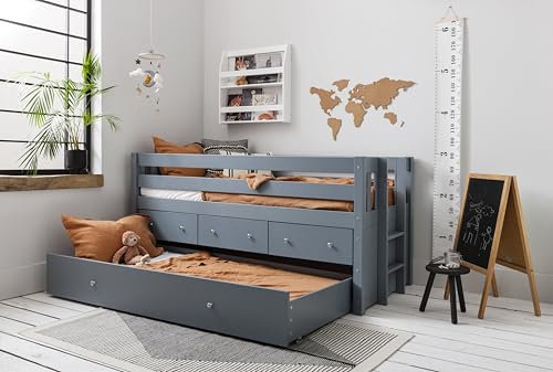 Noa and Nani Matilda Midsleeper Cabin Bed with Underbed Storage Drawers in Silk Grey