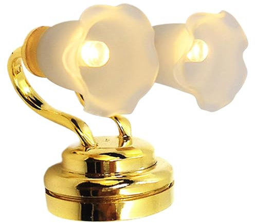 Dollhouse Lights Realistic 1/12 Miniature Lamp, Dollhouse Miniatures Tulips Shape Mini LED Lights with Button Battery Wall Sconce Dollhouse Lighting for Dollhouse Decoration Accessories