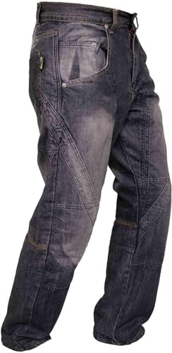 Rider Protec® Herren Motorradhose Jeans Cargohose mit Hüft- und Knieprotektoren und schützendem Aramid-Futter Bikerhose für Rennfahrer RP-IM-GRP