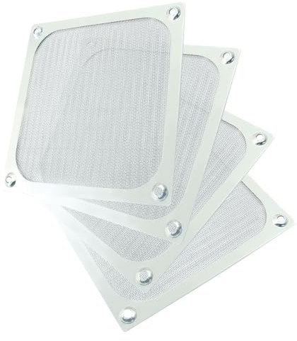 Kemcatui 4Pcs Computer Fan Filter Grills with Screws, 120mm Aluminum Frame Mesh Silver PC Dust Filter, Dustproof Cover for Computers Case
