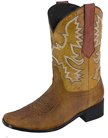 Generico Stivali Country Line Dance Donna Stivaletti Donna Stivali da Cowboy Occidentali con Punta Antiscivolo in Pelle da Donna Camperos Stivali Donna Stivali Donna Elasticizzati (Yellow, 41)