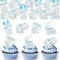 DazzJoy 40 Stück Elefant Tortendeko Essbar Mädchen Junge,Esspapier Tortendeko Babyparty,Elefant Kuchen Deko Essbar,Cake Topper Taufe,Muffin Deko Essbar,Cupcake Topper Baby Shower,Kuchendeko Babyparty