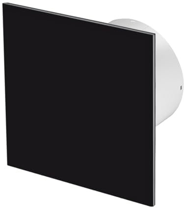 AirTech-UK Silent Bathroom Extractor Fan – Black Glass Front Panel, 100mm / 4, Humidity Sensor