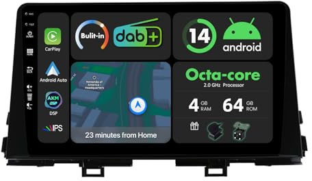 [4G+64G] IPS 9 Android 14 Autoradio Für Kia Picanto Morning 2017-2020 mit navi Octa Core-[Eingebauter DAB+/CarPlay/Android Auto/DSP/GPS/Bluetooth 5.0/WLAN/USB