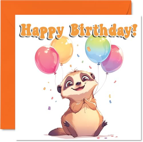 Stuff4 Erdmännchen-Geburtstagskarten – Ballontiere – Happy Birthday Karte für Sohn, Tochter, Bruder, Schwester, Enkel, Enkelin, Nichte, Neffe, Cousin, 145 mm Geburtstagsgrußkarten