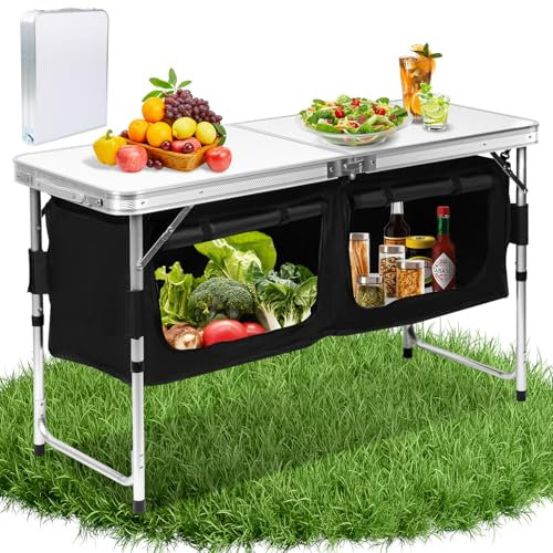 Ollewiellan Campingküche Faltbare Outdoor Camping Küche Kochtisch klappbar Werkzeugfreie Montage,Faltbare Küchenbox Zeltschrank für Outdoor Camping,Picknick & Gartenpartys