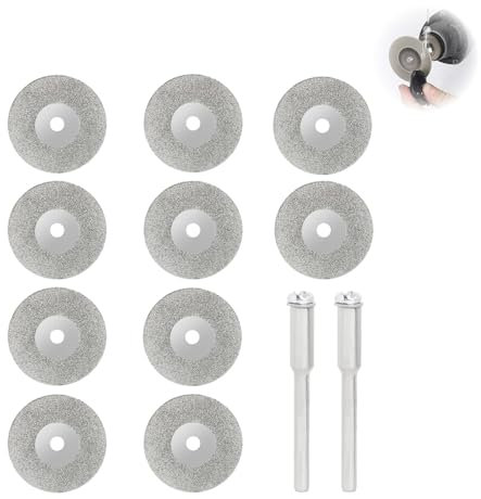 Diamant Trennscheiben, 10Pcs Diamant Trennscheiben 35mm, Mini Schneidscheiben Flexscheiben mit 2 Stück Dorne Schaft, Metall Diamantscheiben für Glas, Stein, Holz, Fliesen, Kunststoff