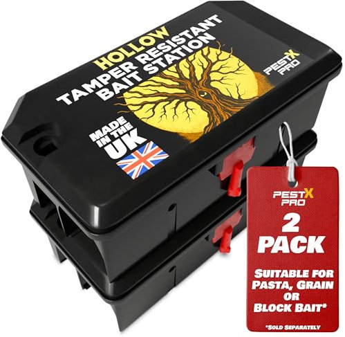 Pest X Pro Hollow – 2X Empty Rat Bait Box for Block, Pasta, or Grain Bait, Refillable & Reusable Tamper-Resistant Rodent Station for Indoor & Outdoor Use, Professional Grade, Safe & Versatile