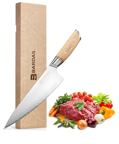 BARDAS Kitchen Chef Knife – 8.5 Inch Ultra Sharp High Carbon Stainless Steel Kitchen Knife, Slicing, Dicing Knife - Ergonomic Pakkawood Handle, for Home, and Kitchen Use.