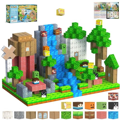 HISHOPTOY Blocs de Construction magnétiques 108 pièces Enfants à partir 3 4 5 6 7 8 Ans Cadeau d'anniversaire pour garçons Filles Jouets Montessori créatifs Enfants Monde la