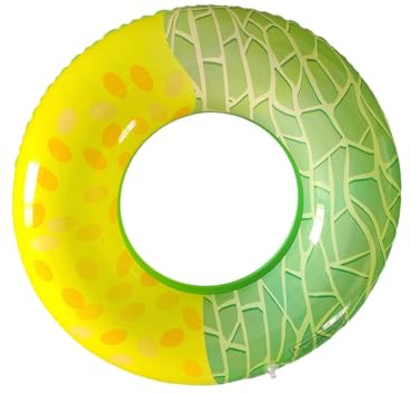 ALCXAZS Bunte Fruchtringschwimmer für EIN aufregendes Schwimmbaderlebnis, hergestellt aus phthalatfreien Materialien, aufblasbares Schwimmen, Hami Melone