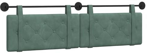 vidaXL Hängendes Kopfteil Meergrün Samt, Moderner rechteckiger Wand-Headboard aus Samt, bezogen mit Bändern, Knopfsteppung für entspannende Schlafzimmer-Deko