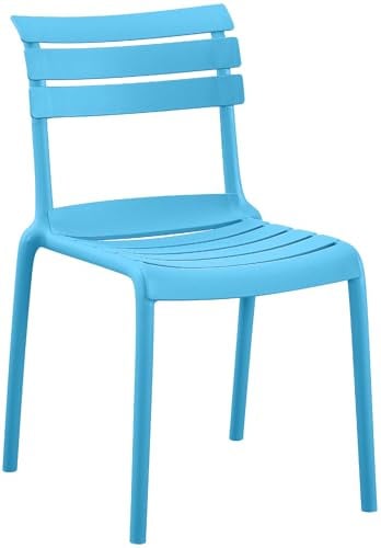 CLP Gartenstuhl stapelbar Kebren, Stapelstuhl Kunststoff wetterfest UV-beständig, Outdoorstuhl ohne Armlehnen, bis 150 kg belastbar - Farbe blau