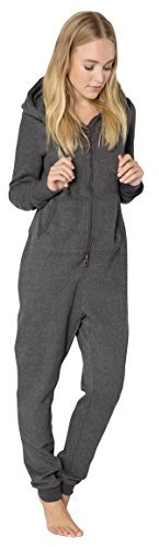 Eight 2 Nine Damen Sweat Jumpsuit Overall mit Reißverschluss Dark-grey1 S/M