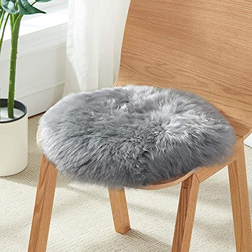 SXYHKJ Faux Lammfell Schaffell Teppich Lammfellimitat Teppich Longhair Fell Optik Nachahmung Wolle Bettvorleger Sofa Matte (45cm - Rund, Grau)