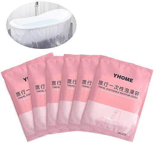 posionks JUN-H 6 Pieces Disposable Bathtub Liner Disposable bathtub Bag Film Cover Liner Bag Ultra Large Portable for Household, Travel Hotel Bathtubs, Salon and SPA Useful (260cmx 120cm)